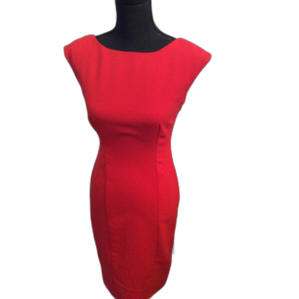 Anthropologie Maeve Red Sexy Back Cut Out Dress Size 2 Pencil Sheath